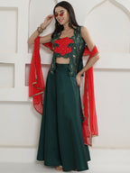 Joban Fashion Green Lehnga Top And Dupatta Set