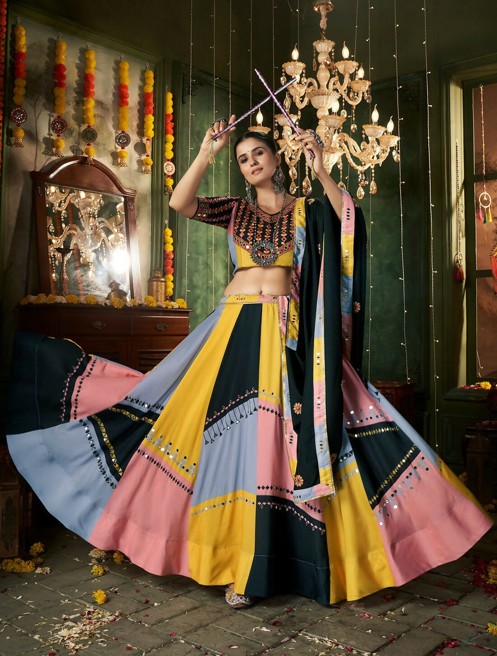 AI Fashion Multi Color Maslin Cotton Designer Navratri Lehenga Choli Collection