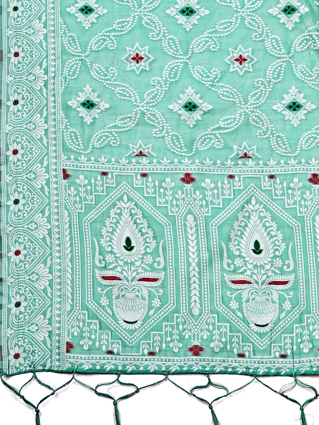 Shree Shyam Fashion Pankhuri Sea Green Linen Cotton Saree