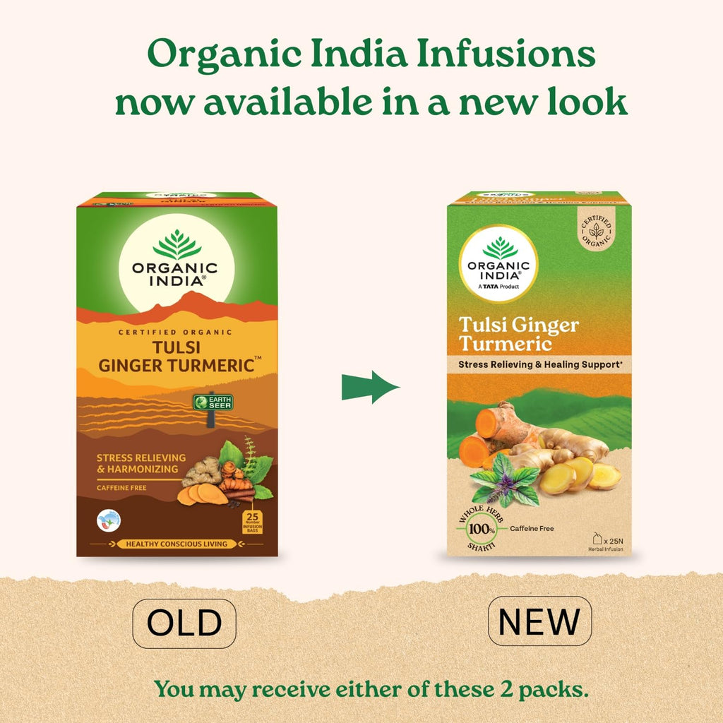 Organic India Tulsi Ginger Tea Tin - Distacart