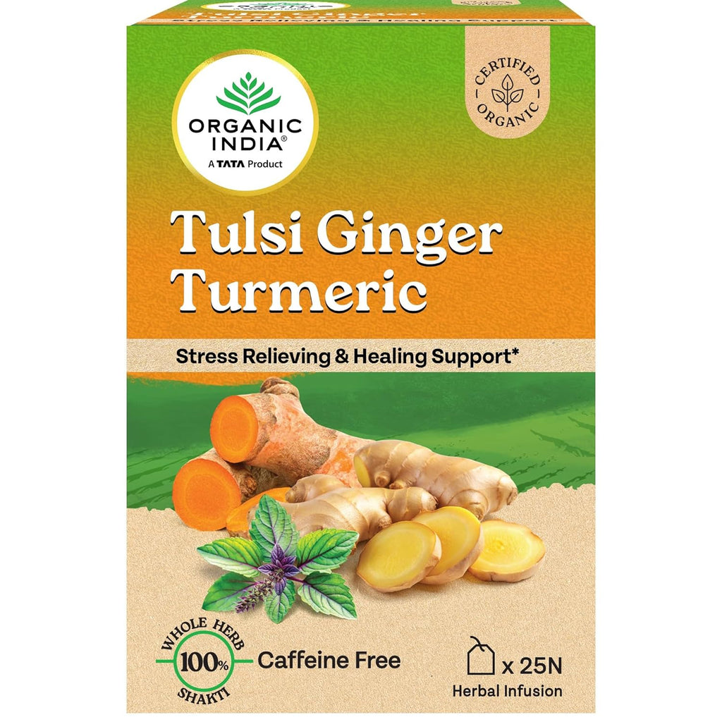 Organic India Tulsi Ginger Tea Tin - Distacart