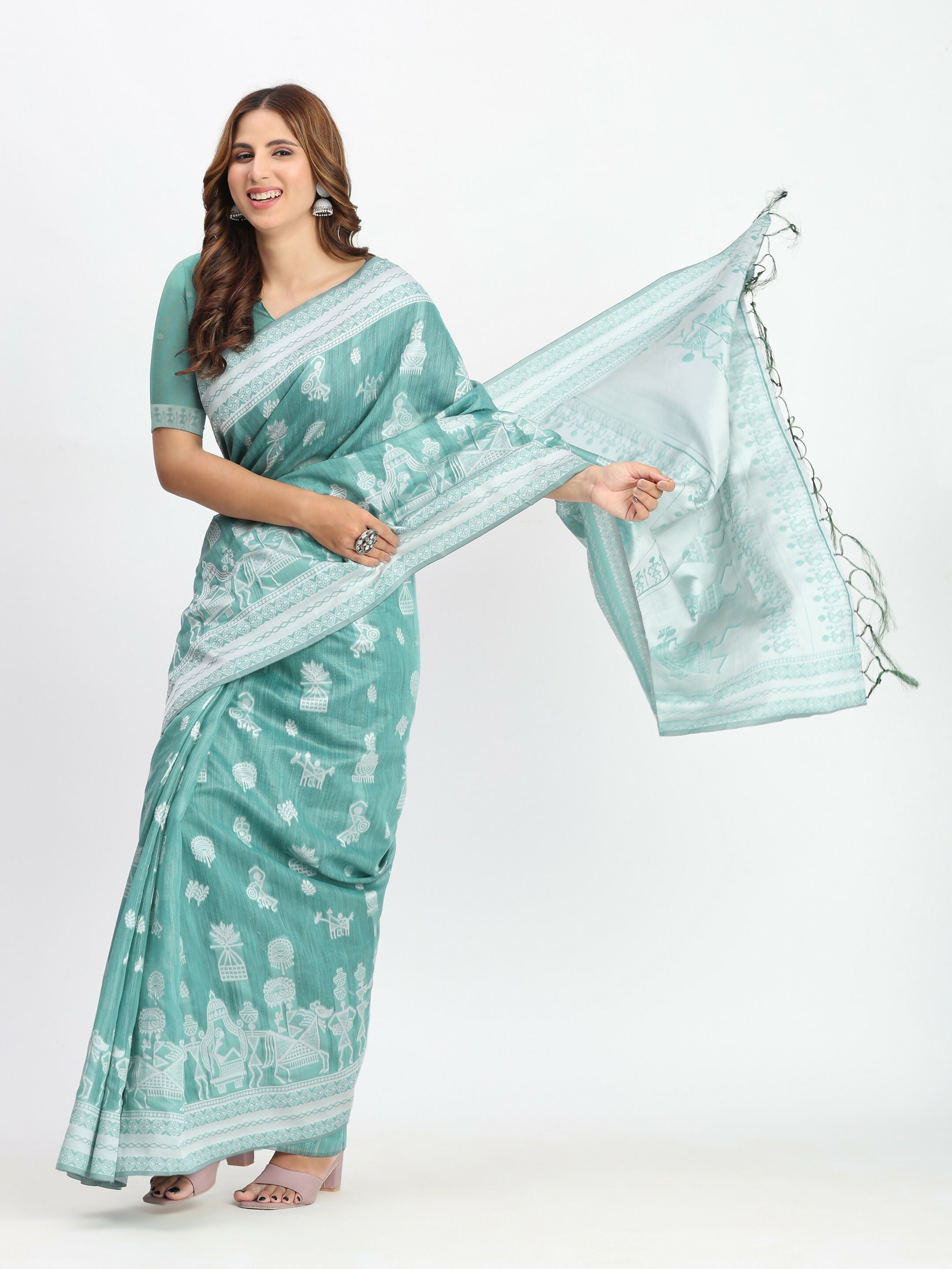 Shree Shyam Fashion Linen Cotton Mustard Saree - Distacart