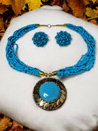 Inhanns All-Day Statement Beaded Necklace Set - Sky Blue