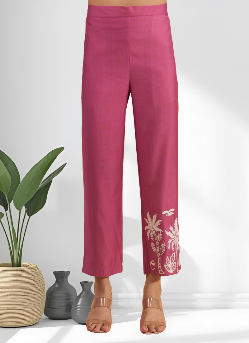 Joban Fashion Pink Silk Embroidered Readymade Cord Set - Distacart