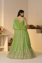 Kesar Fab Green Jimmy Choo Hand_Woven Lehenga