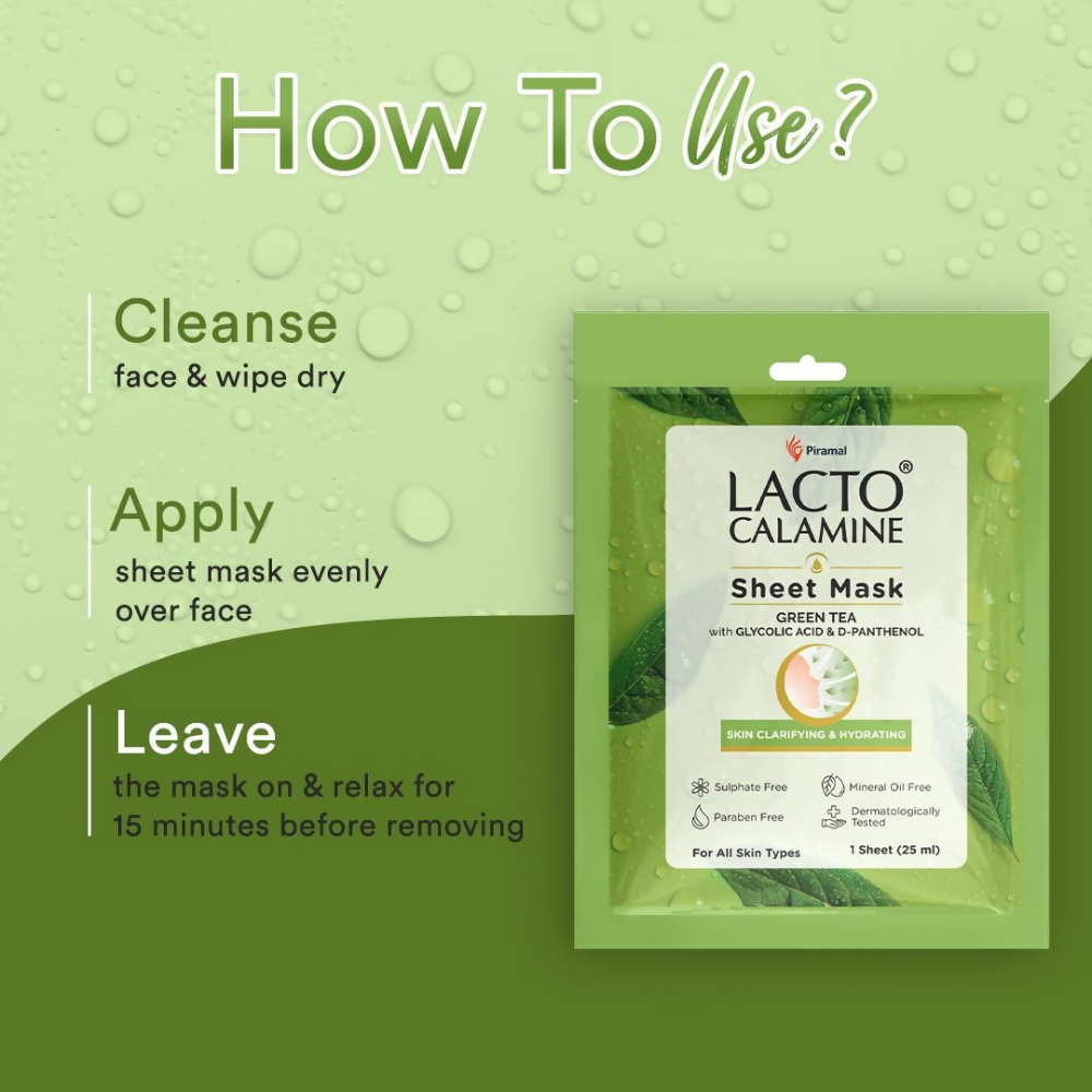 Lacto Calamine Green Tea Face Sheet Mask - Distacart