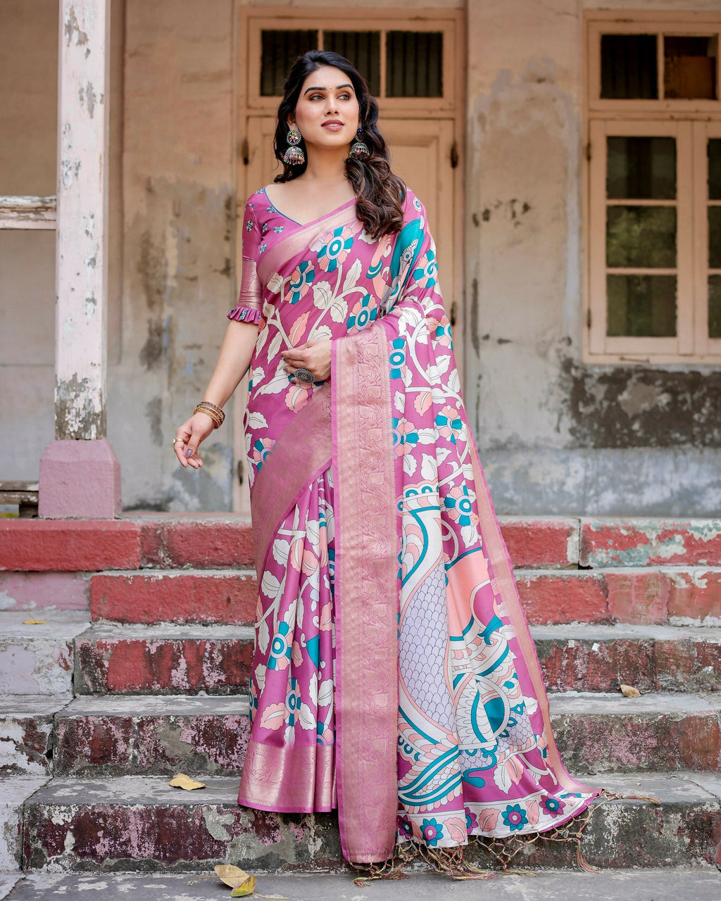 Soft Silk Digital Printed Saree with Blouse Piece by Infinity Export