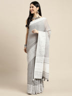 Shree Shyam Fashion Linen Grey Saree - Distacart