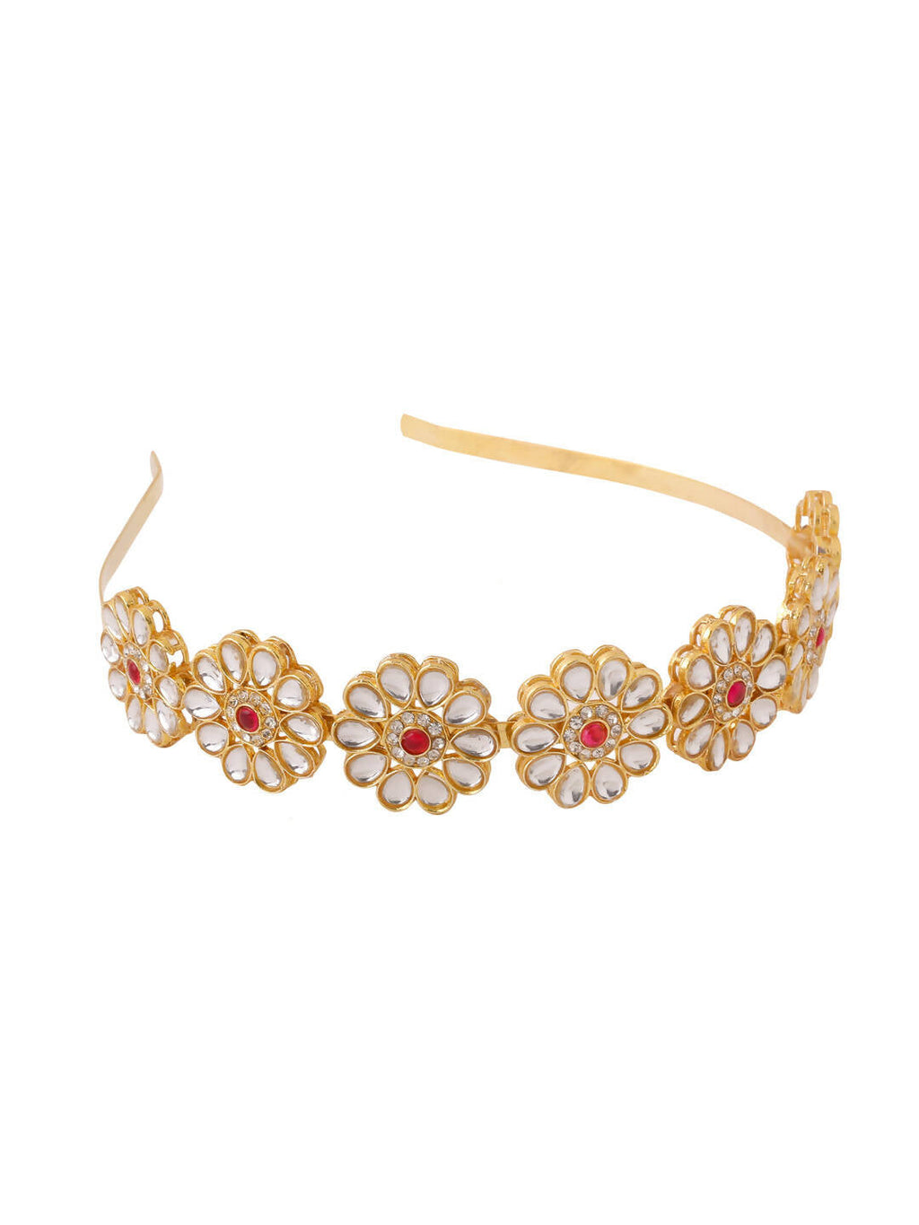 NVR Women's Rajputi Gold-Plated Kundan Matha Patti Hairband - Distacart