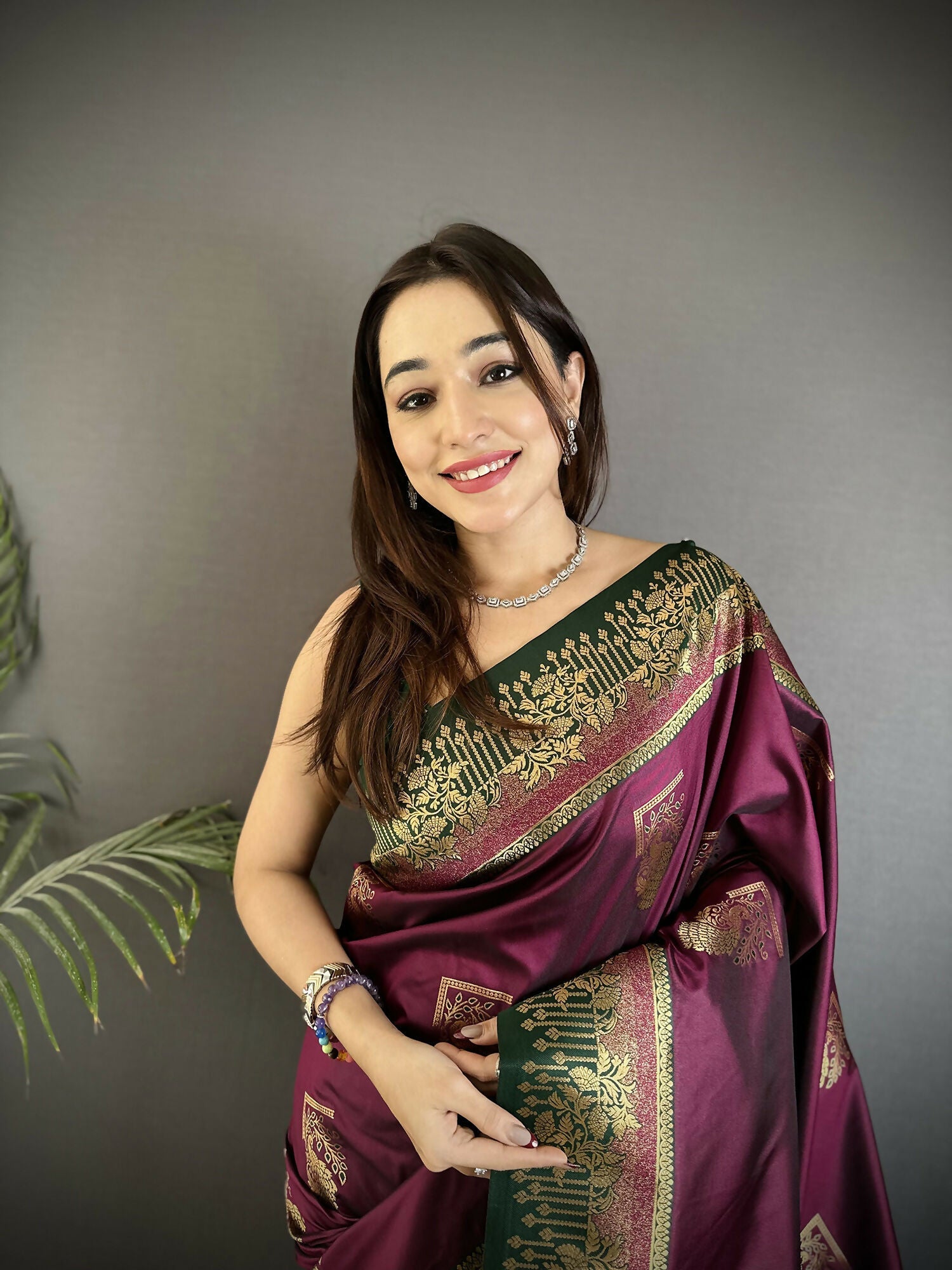 Joban Fashion Maroon Banarasi Soft Silk Peacock Butta Work Saree - Distacart