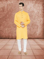 Even Apparels Men's Embroided Yellow Kurta