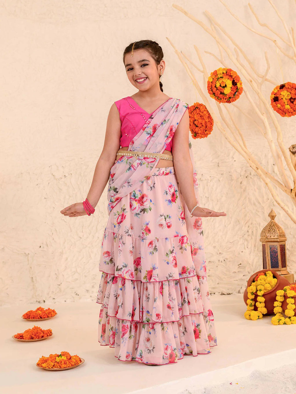 Joban Fashion Girl's Light Pink Color Lehenga Choli
