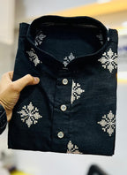 Prazu Fashion Black Silk Copper Sequence Work Kurta - Distacart
