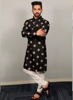 Prazu Fashion Black Silk Copper Sequence Work Kurta - Distacart