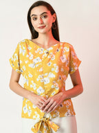 Myshka Women's Yellow Printed Top