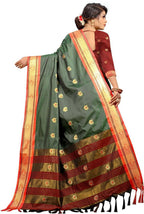DEIANA'S Beautiful Designer Golden zari Soft Lichi Silk Saree - Green
