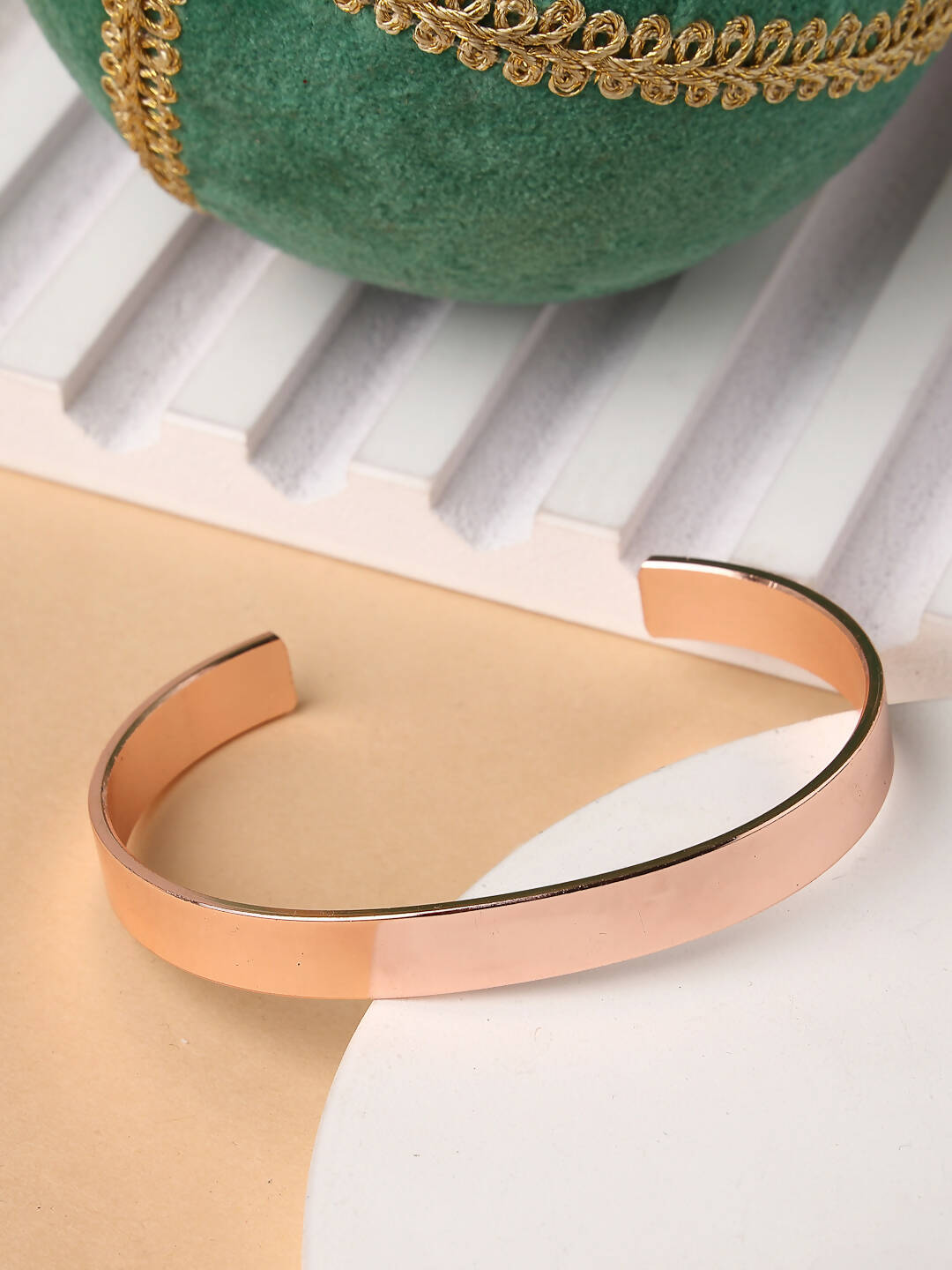 NVR Men Rose Gold Stainless Steel Cuff Bracelet - Distacart