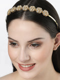 NVR Women's Gold-Polished Kundan Embellished Hairband