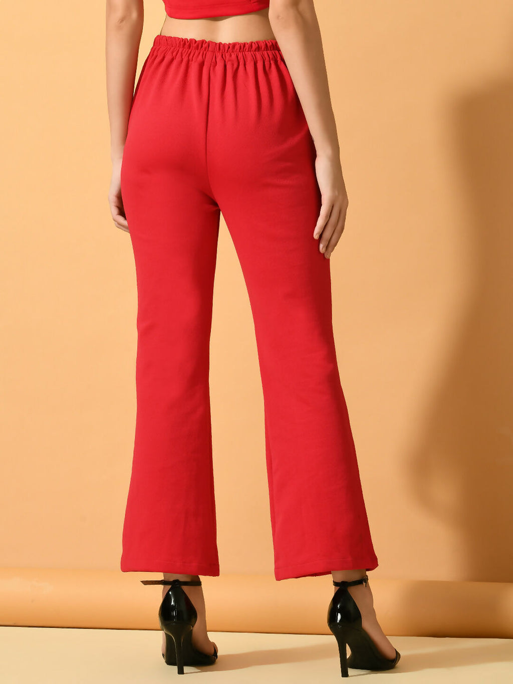 Myshka Women's Pink Flared Party Trouser