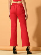 Myshka Women's Pink Flared Party Trouser