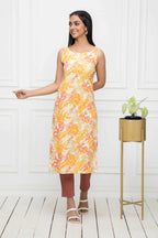 Myshka Multi Floral Women Cotton Straight Round Neck Kurtas - Distacart