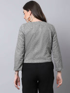 Even Apparels Grey Pure Wool Open Front Statement Women's Jacket - Distacart