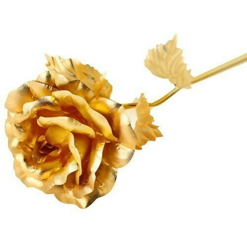 Tied Ribbons Gold-Polished Artificial Rose Flower With Box - Valentine's Day Gifts