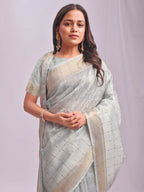 Shree Shyam Fashion Organza Sky Blue Saree - Distacart