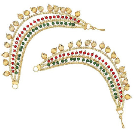 Elite Trading Golden 3-Layered Pearl Ear Chain for Women & Girls Traditional Kanchain for Jhumka, Jhumki, Earrings