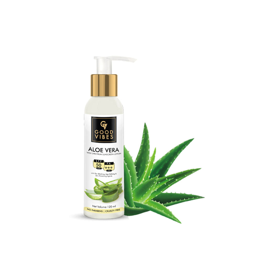 Good Vibes Aloe Vera Wide Spectrum Sunscreen Lotion SPF 50
