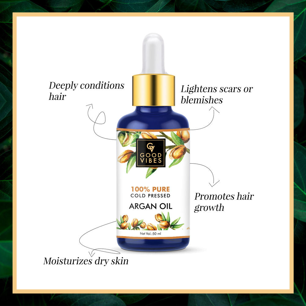 Good Vibes 100% Pure Cold Pressed Carrier Oil For Hair & Skin - Argan
