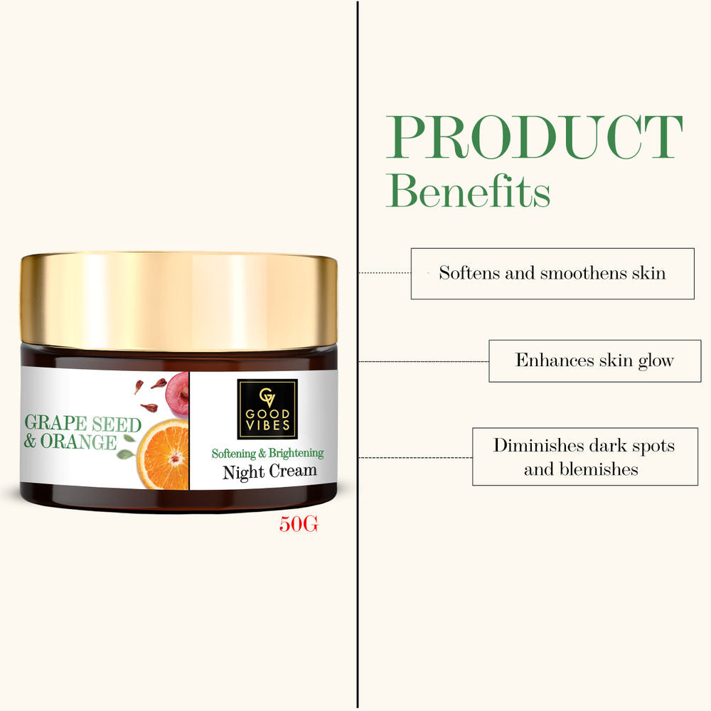 Good Vibes Softening + Brightening Night Cream - Grape Seed + Orange
