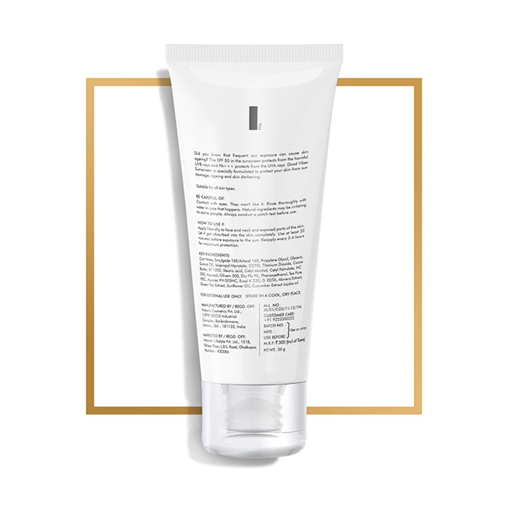 Good Vibes Wide Spectrum Protection Sunscreen with SPF 50 PA +++