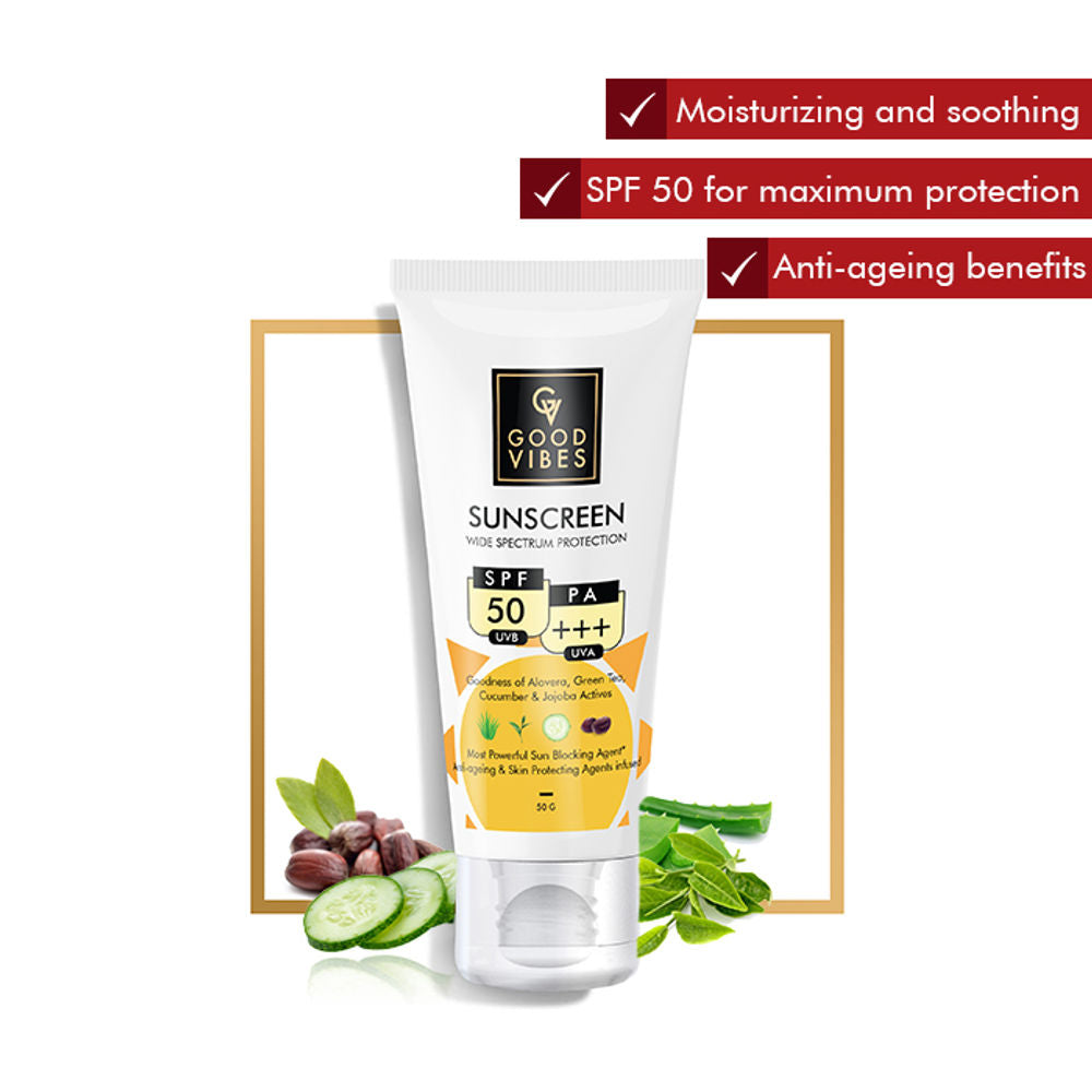 Good Vibes Wide Spectrum Protection Sunscreen with SPF 50 PA +++