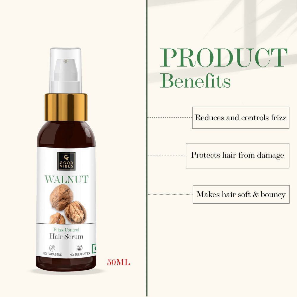 Good Vibes Walnut Frizz Control Hair Serum