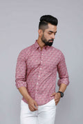 Miravan Men's Pink Spread Collar Floral Print Casual Shirt