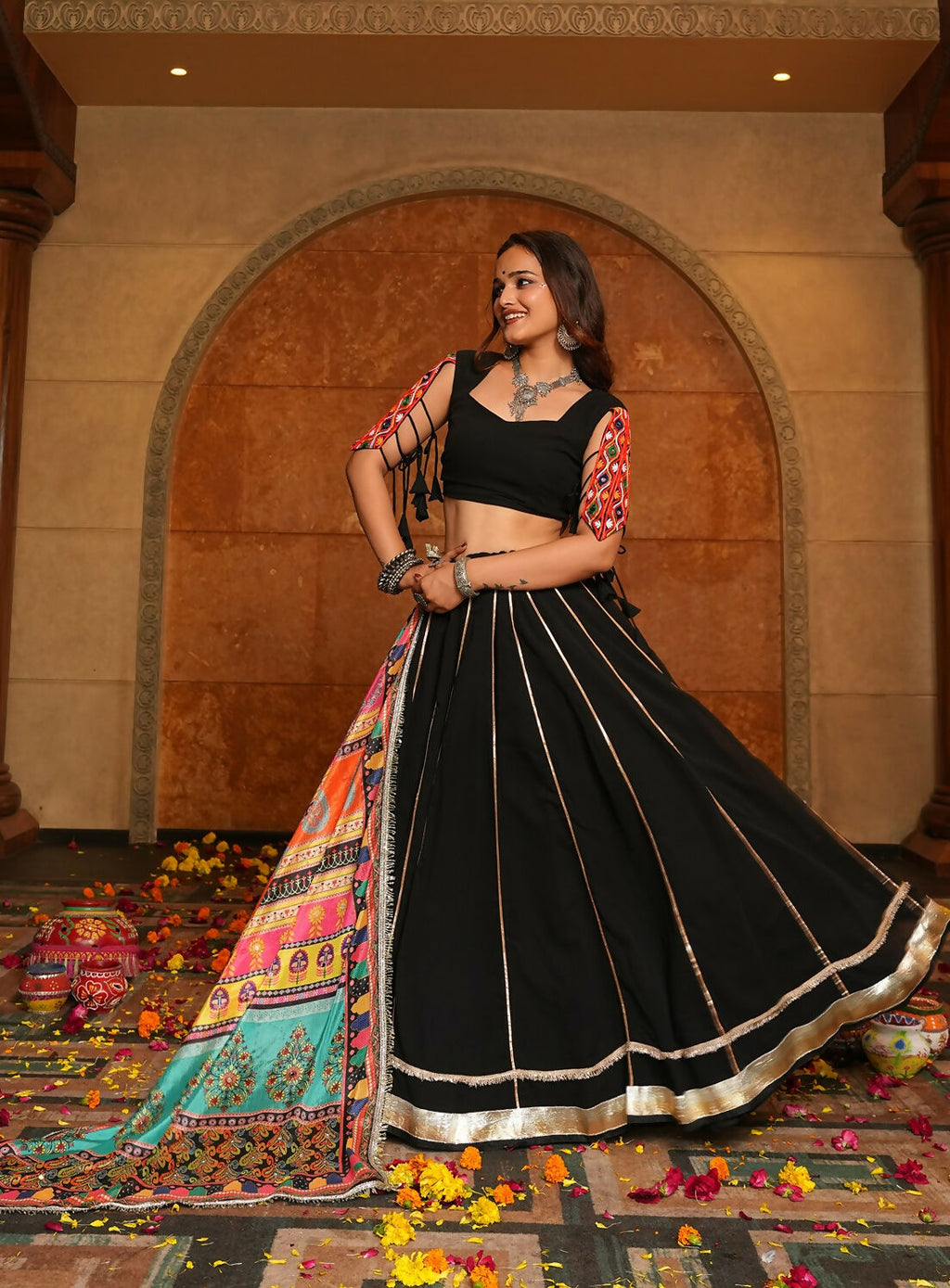 AI Fashion Black Georgette Designer Navratri Wear Lehenga Choli Collection