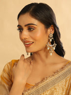 Nuyug 22K Gold Plated Crescent Kundan Drop Pearl Chandbali Earrings - Distacart