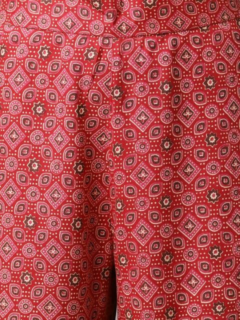 FIORRA Women's Red Cotton A-Line Kurta Set