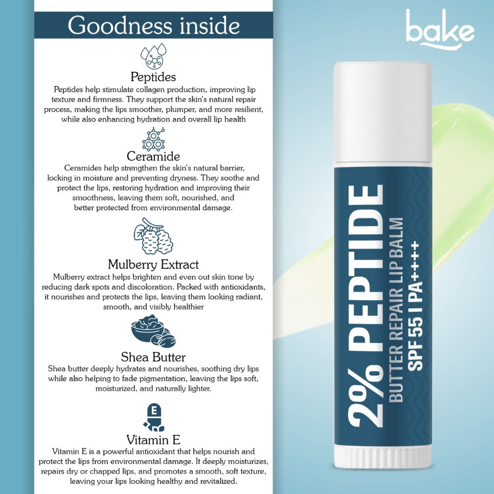 Bake 2% Peptide + Ceramide Butter Brightening Lip Balm SPF 55 PA++++ - Distacart