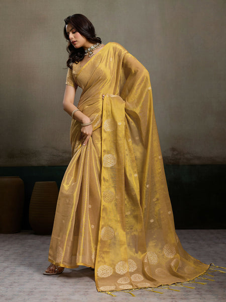 Shree Shyam Fashion Beige Tissue Silk Saree
