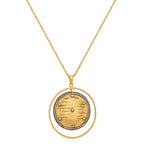 Nuyug 18K Gold-Plated Zircon Studded Minimal Chain Textured Surface Pendant Necklace