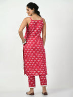 Myshka Women's Pink Straight Printed Kurta