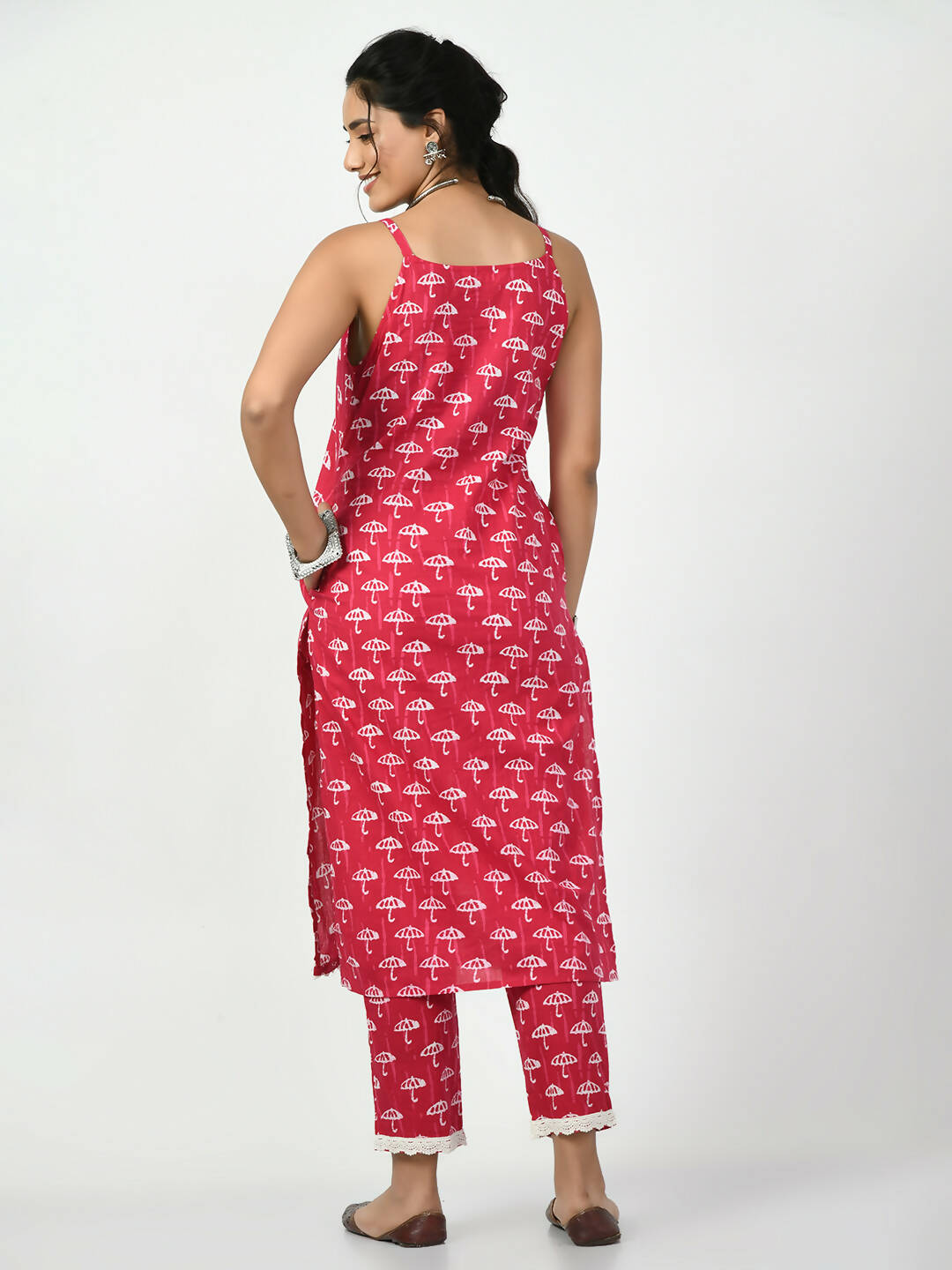 Myshka Women's Pink Straight Printed Kurta