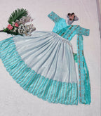 Jyoti Fashion Classy Sky Blue Heavy Chenille Sequins Embroidered Kids Lehenga Choli Set