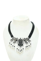 Mominos Fashion Johar Kamal Silver-Plated Brass Finish Elephant Desgin Choker For Women (Black) - Distacart