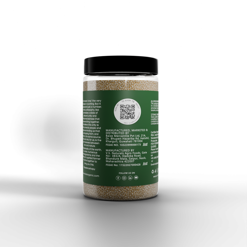5 - Organic White Sesame Seeds - 100g