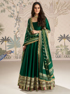 Evanik Women Green Embroidered Design Wedding Gown with Dupatta - Distacart
