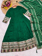 Evanik Women Green Embroidered Design Wedding Gown with Dupatta - Distacart