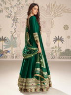 Evanik Women Green Embroidered Design Wedding Gown with Dupatta - Distacart
